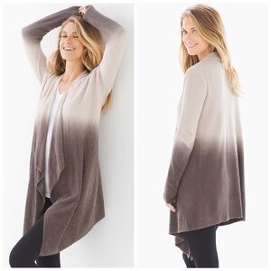 Barefoot Dreams CozyChic Lite Ombre Calypso Wrap Cardigan Stone Cocoa S/M